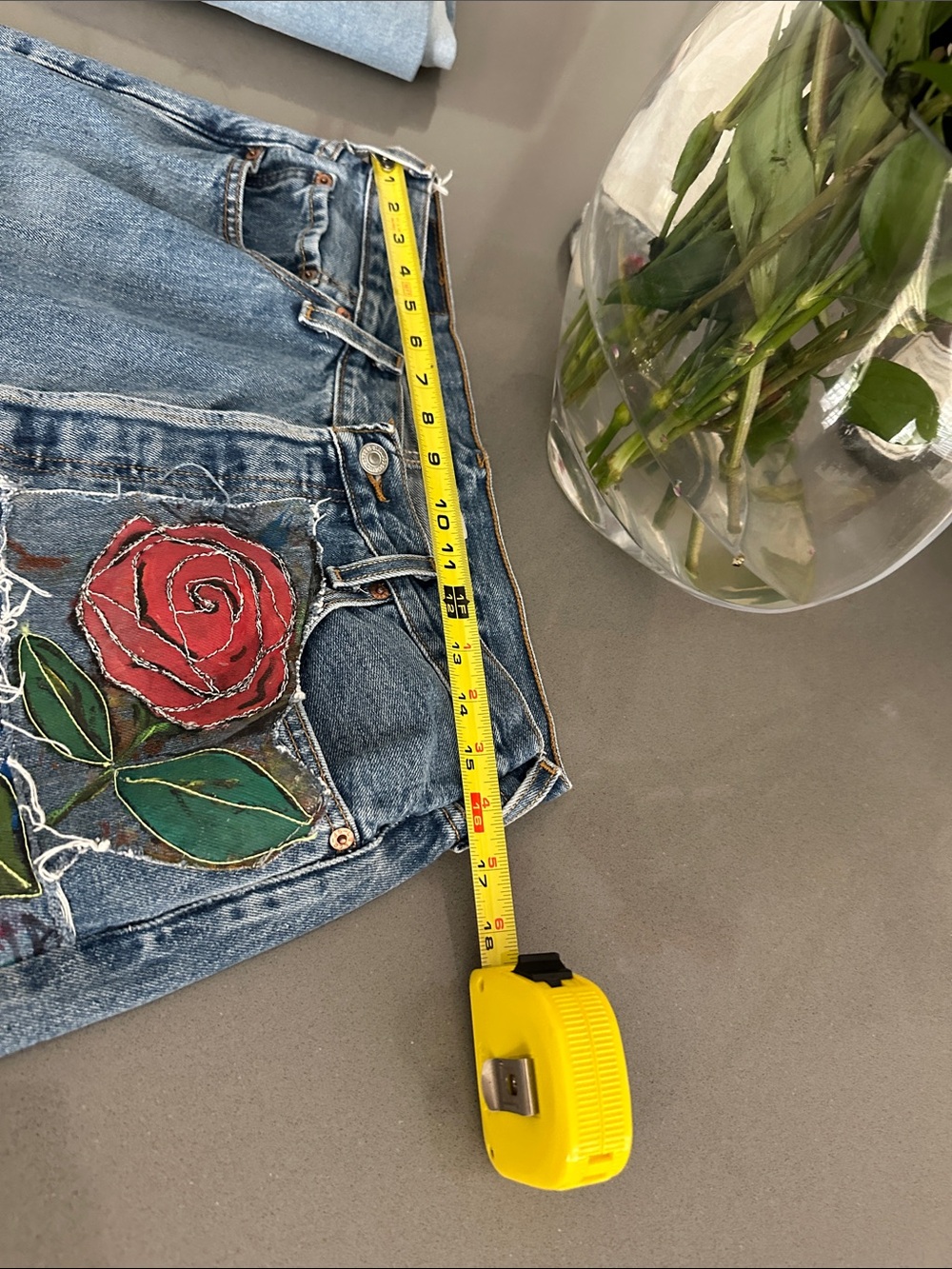 Blue Floral-Embroidered painted water safe Women’s Jeans free people - Picture 6 of 8